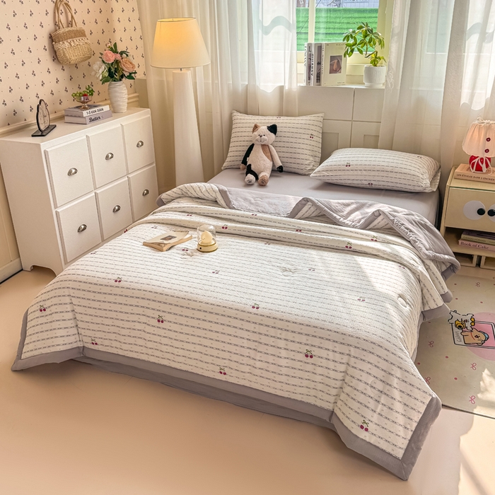 91家纺网 家纺一手货源 找家纺 家喜爱 2026年新款双层皱皱纱新疆棉花夏被夏凉被空调被【可开专票  普票】 春日樱桃园