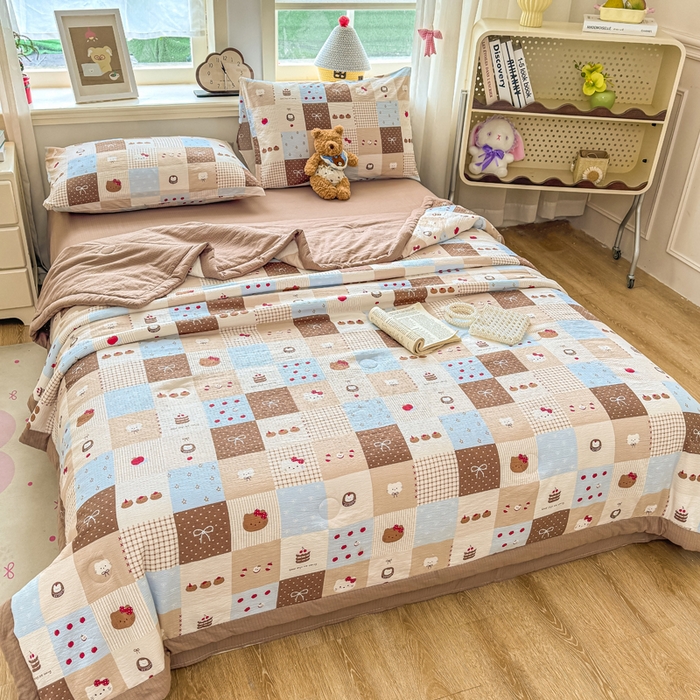 91家纺网 家纺一手货源 找家纺 家喜爱 2026年新款双层皱皱纱新疆棉花夏被夏凉被空调被【可开专票  普票】 蛋糕派