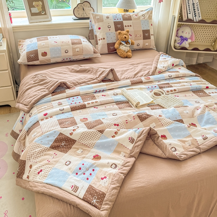 91家纺网 家纺一手货源 找家纺 家喜爱 2026年新款双层皱皱纱新疆棉花夏被夏凉被空调被【可开专票  普票】 蛋糕派