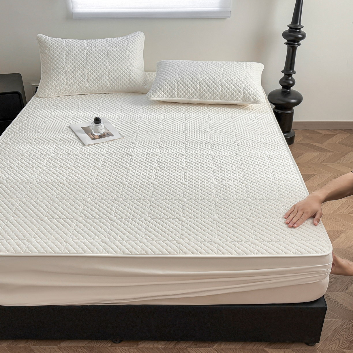 91家纺网 家纺一手货源 找家纺 （总）居眠 2026新款全棉夹棉棋盘格床笠