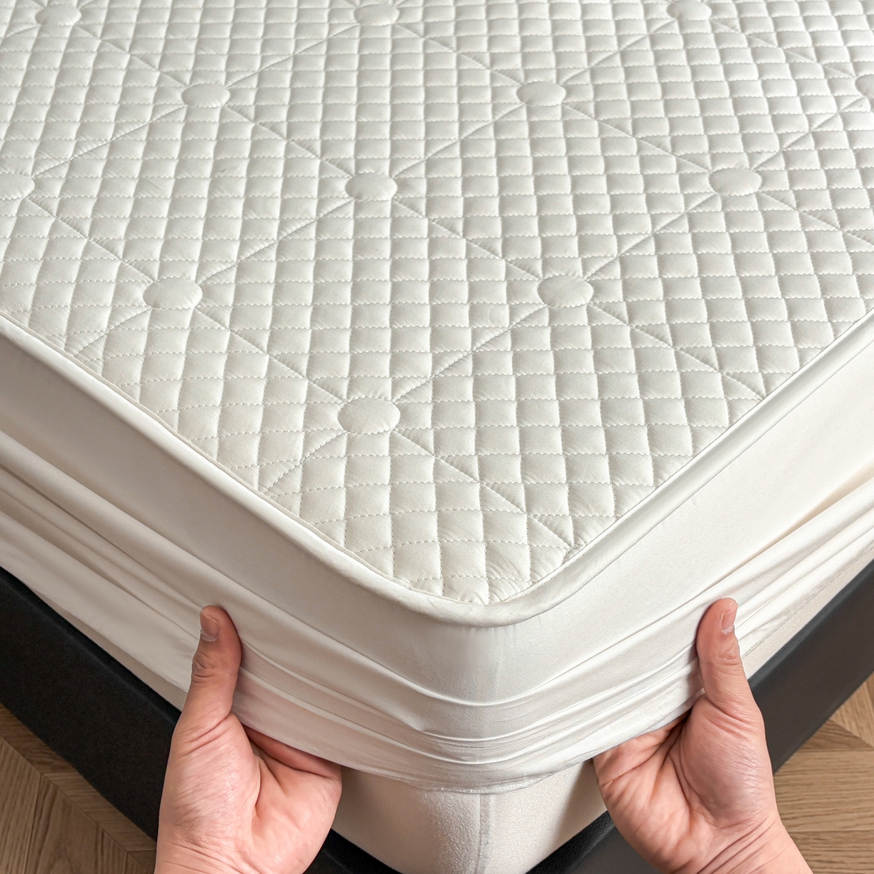 91家纺网 家纺一手货源 找家纺 （总）居眠 2026新款全棉夹棉棋盘格床笠