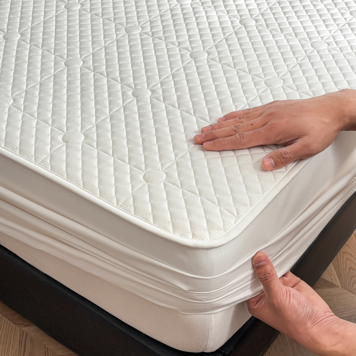 91家纺网 家纺一手货源 找家纺 （总）居眠 2026新款全棉夹棉棋盘格床笠