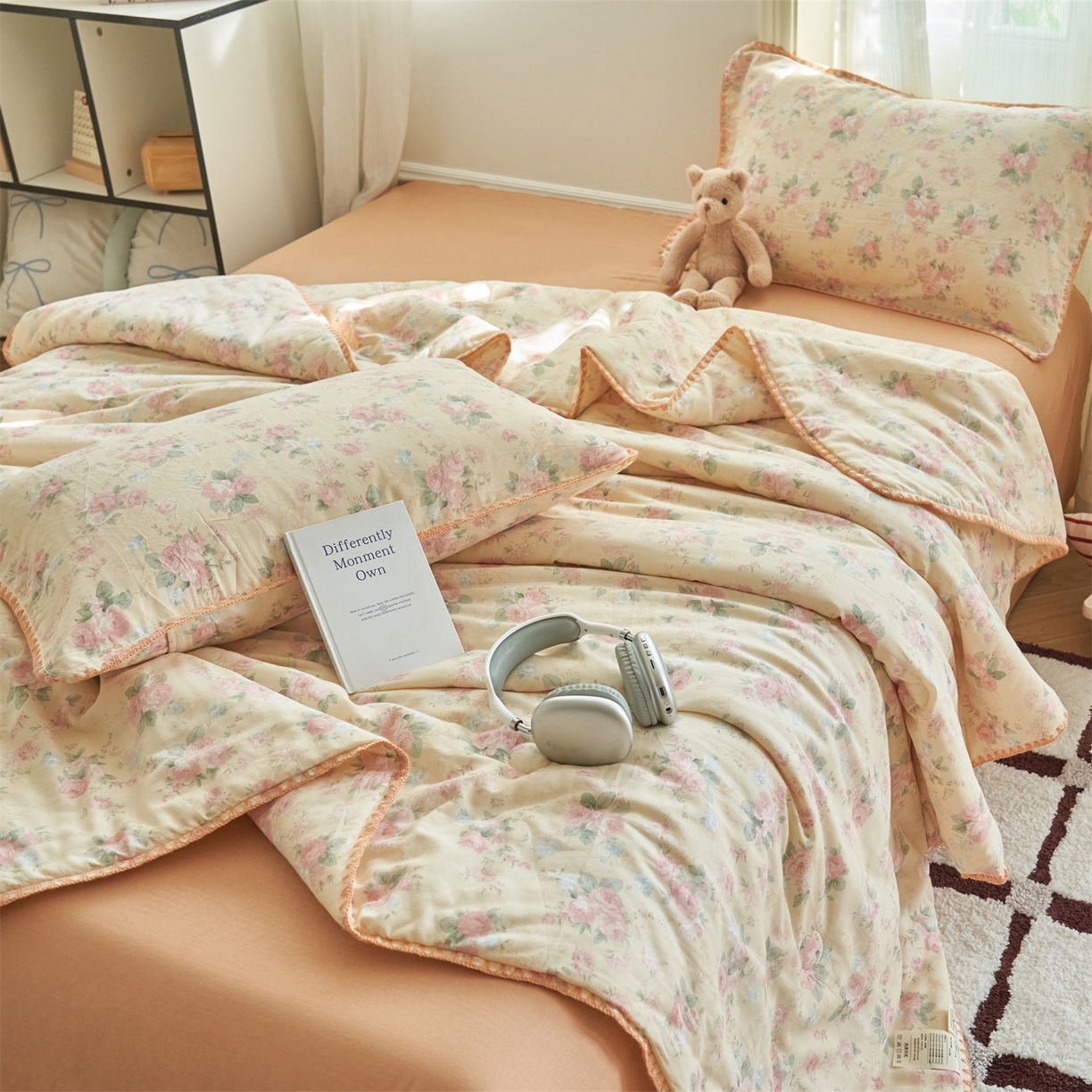 91家纺网 家纺一手货源 找家纺 （总）恬思语家纺 2026春夏全棉双层纱棉花夏被空调被夏凉被四件套贝壳边系列