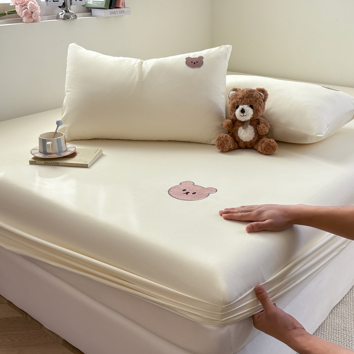 91家纺网 家纺一手货源 找家纺 （总）居眠 2026新款全棉单层米乐熊床笠