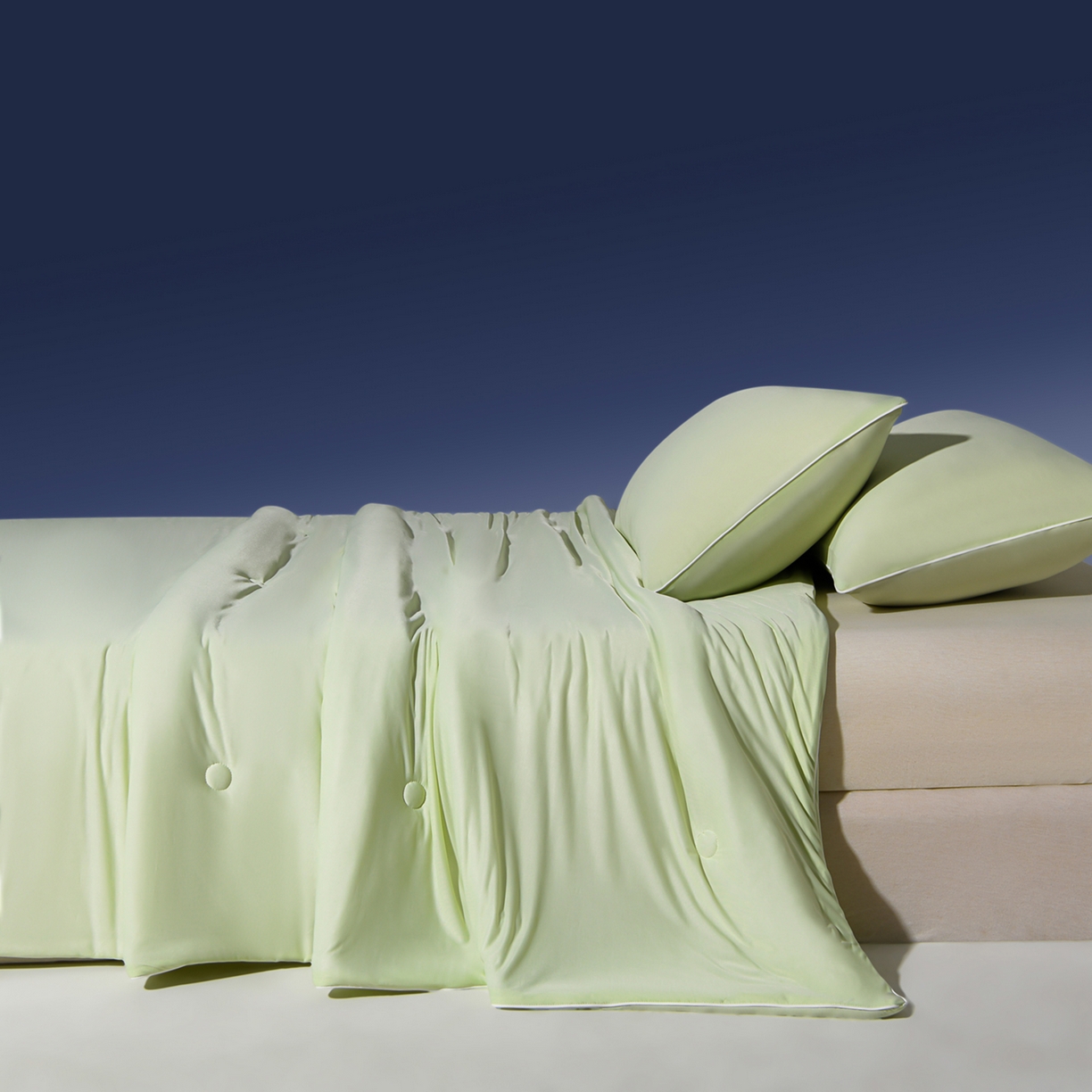 91家纺网 家纺一手货源 找家纺 斯尔顿 2026新款纯色凉感冰丝夏被夏凉被夏季深睡眠可水洗四周踩棉 不跑棉 薄荷绿