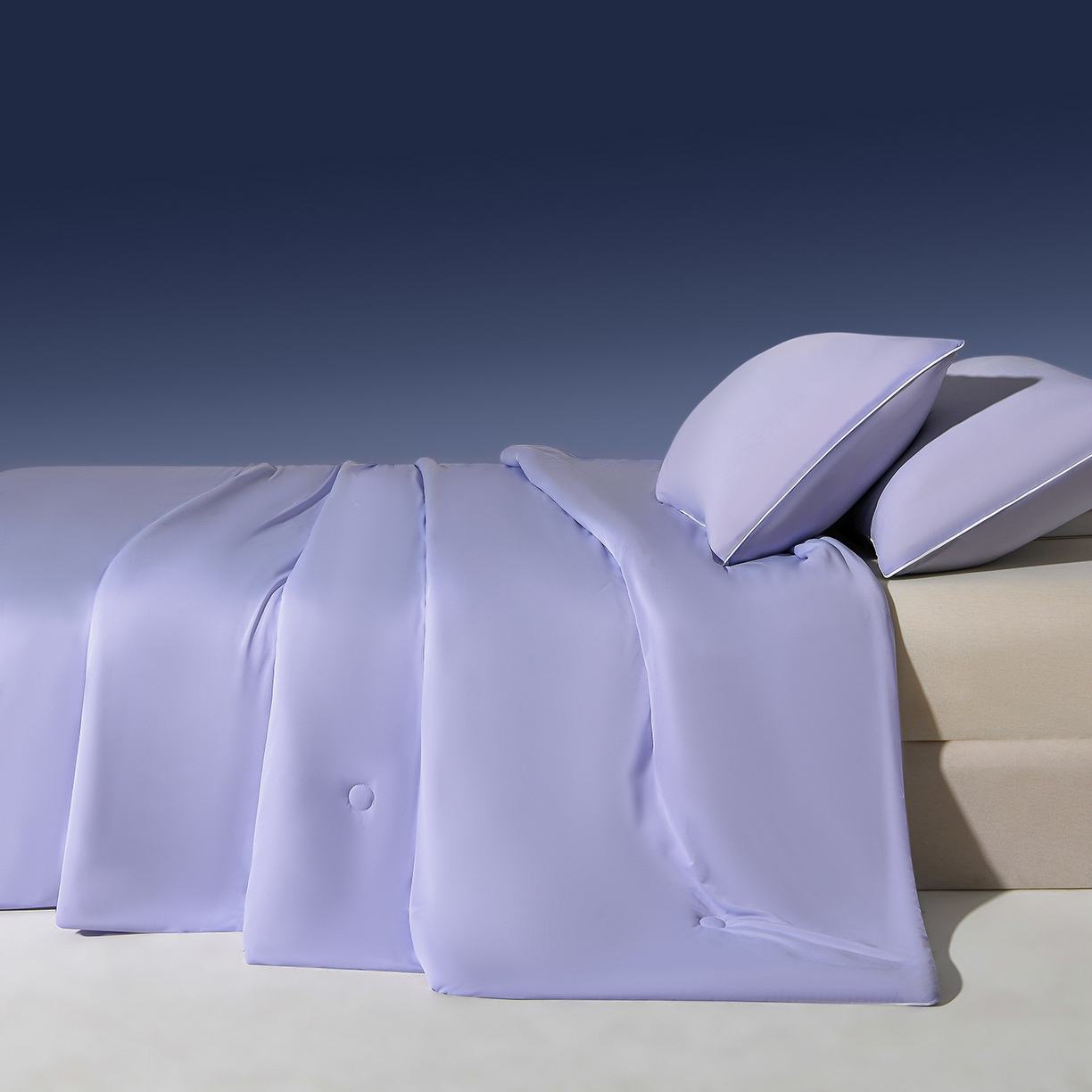 91家纺网 家纺一手货源 找家纺 斯尔顿 2026新款纯色凉感冰丝夏被夏凉被夏季深睡眠可水洗四周踩棉 不跑棉 丁香紫