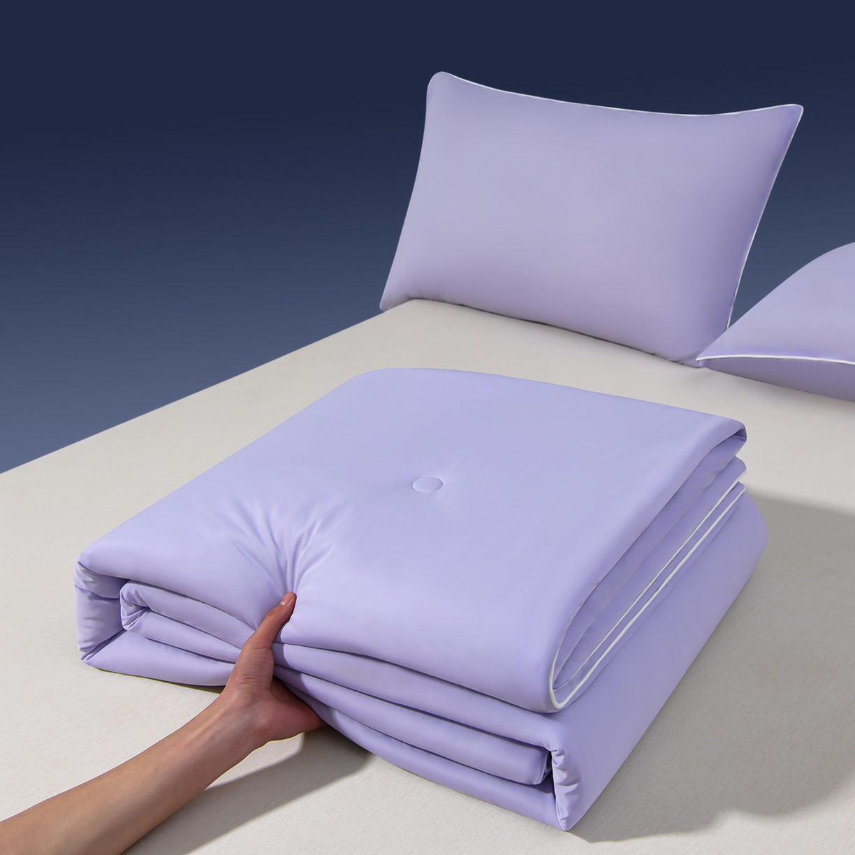 91家纺网 家纺一手货源 找家纺 斯尔顿 2026新款纯色凉感冰丝夏被夏凉被夏季深睡眠可水洗四周踩棉 不跑棉 丁香紫