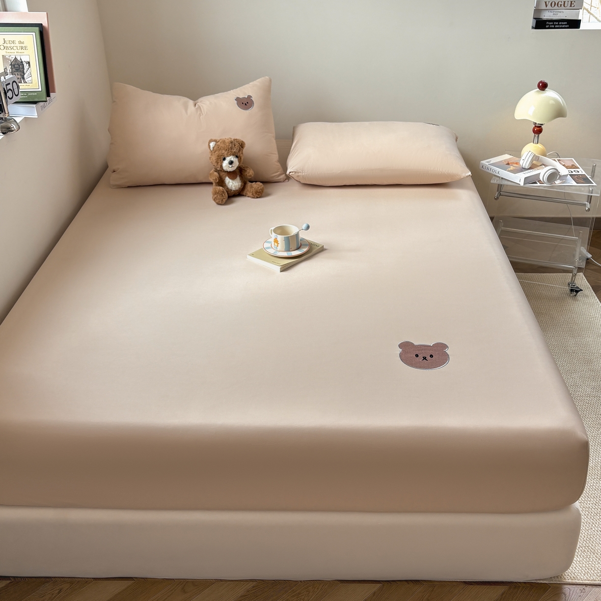 91家纺网 家纺一手货源 找家纺 居眠 2026新款全棉单层米乐熊床笠 米乐熊-卡其