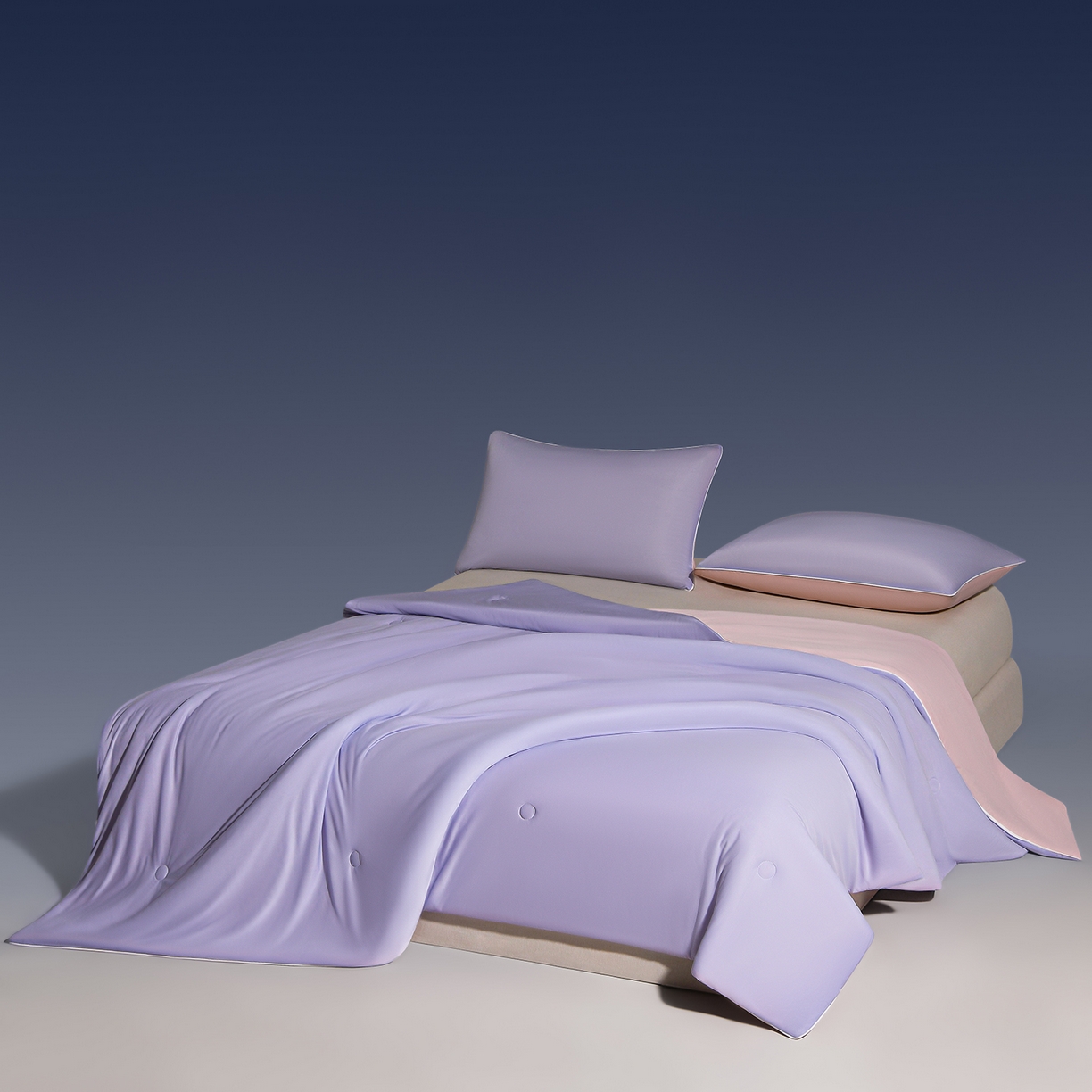 91家纺网 家纺一手货源 找家纺 斯尔顿 2026新款纯色凉感冰丝夏被夏凉被夏季深睡眠可水洗四周踩棉 不跑棉 紫粉