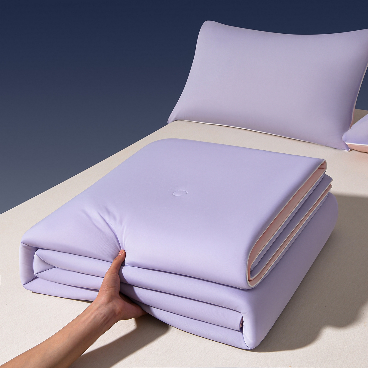 91家纺网 家纺一手货源 找家纺 斯尔顿 2026新款纯色凉感冰丝夏被夏凉被夏季深睡眠可水洗四周踩棉 不跑棉 紫粉