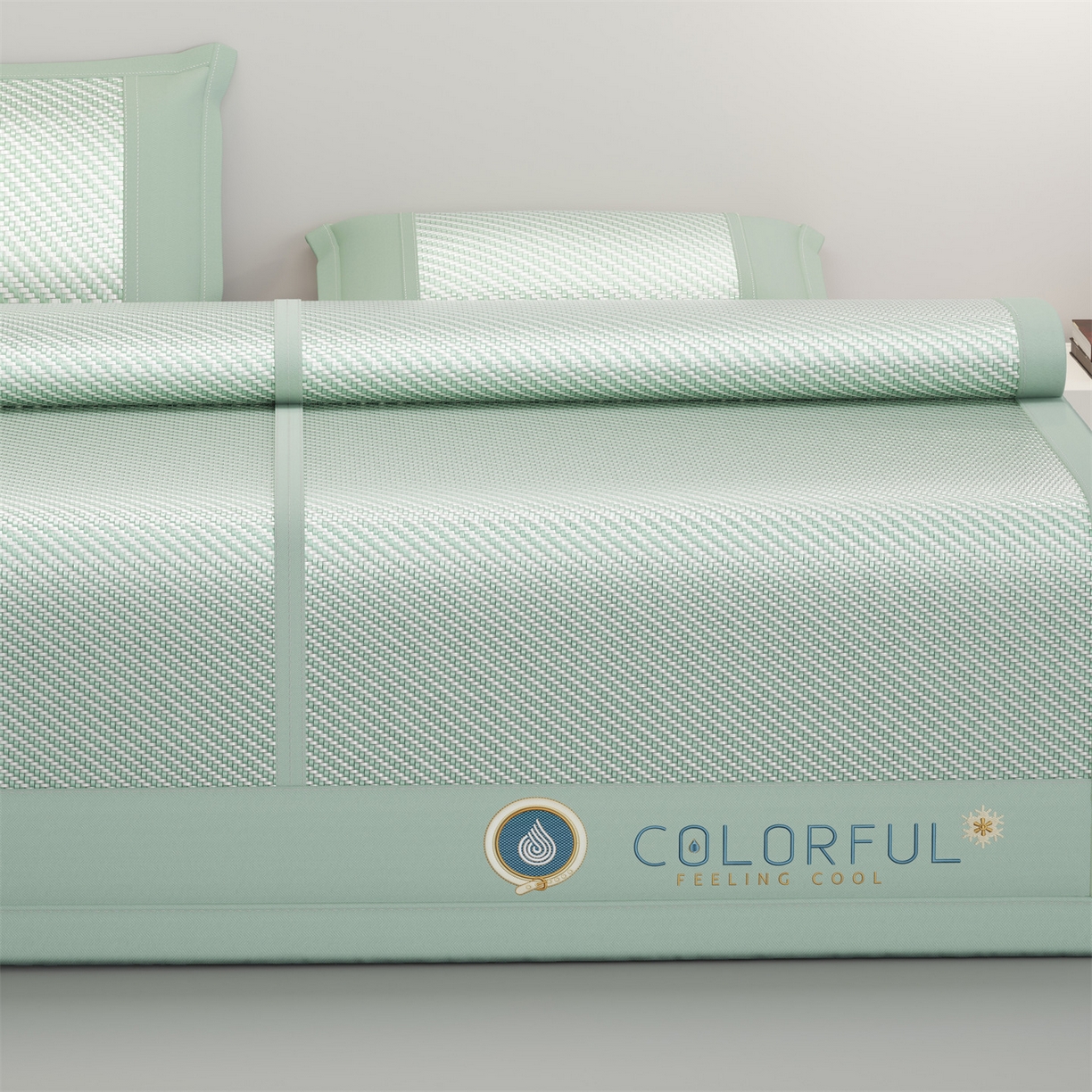 91家纺网 家纺一手货源 找家纺 鑫姿席业 夏季高端凉席竹席2026新款pe藤席a类母婴级1.8m空调软席子可水洗-青岚织梦系列 青岚织梦-绿