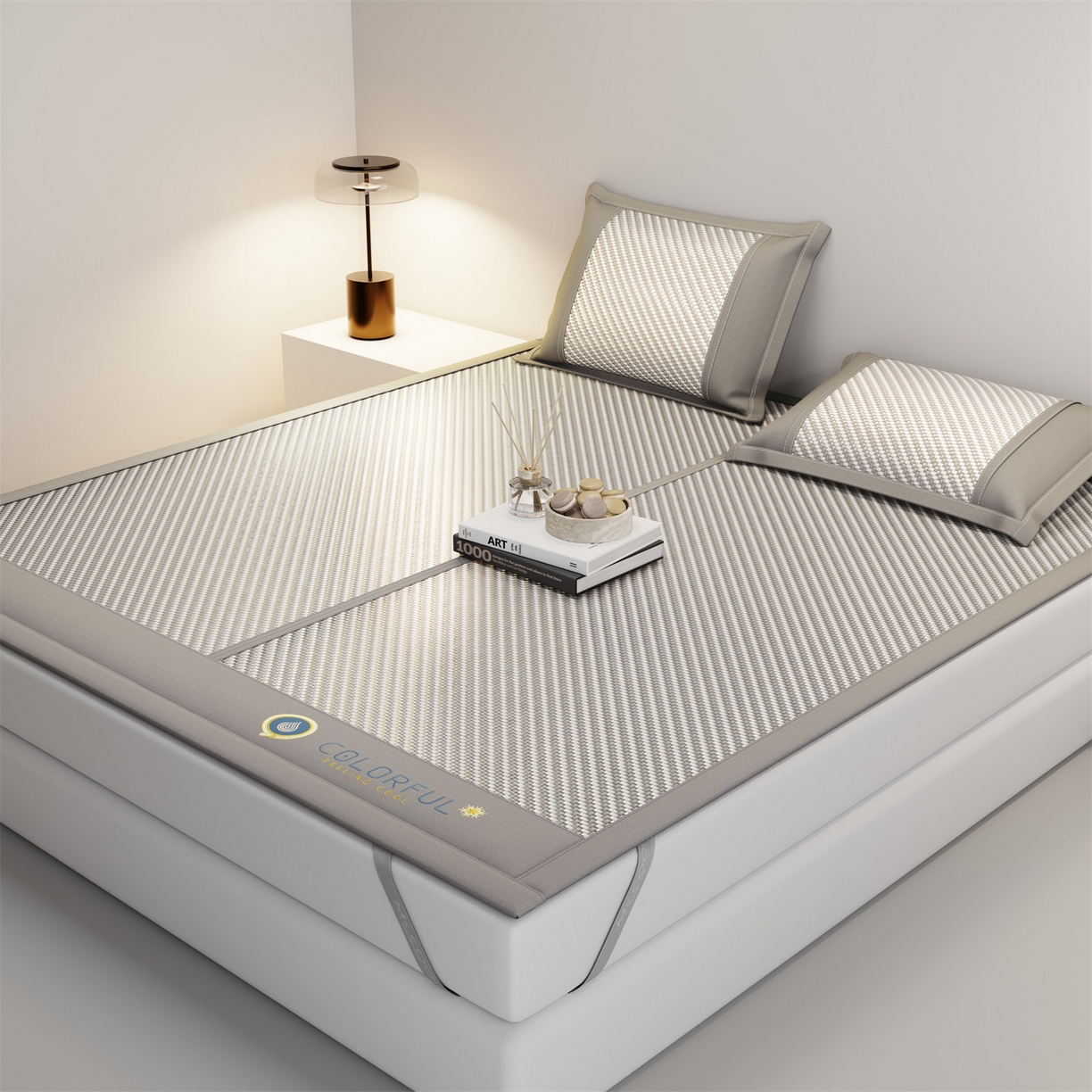 鑫姿席业 夏季高端凉席竹席2026新款pe藤席a类母婴级1.8m空调软席子可水洗-青岚织梦系列 青岚织梦-灰