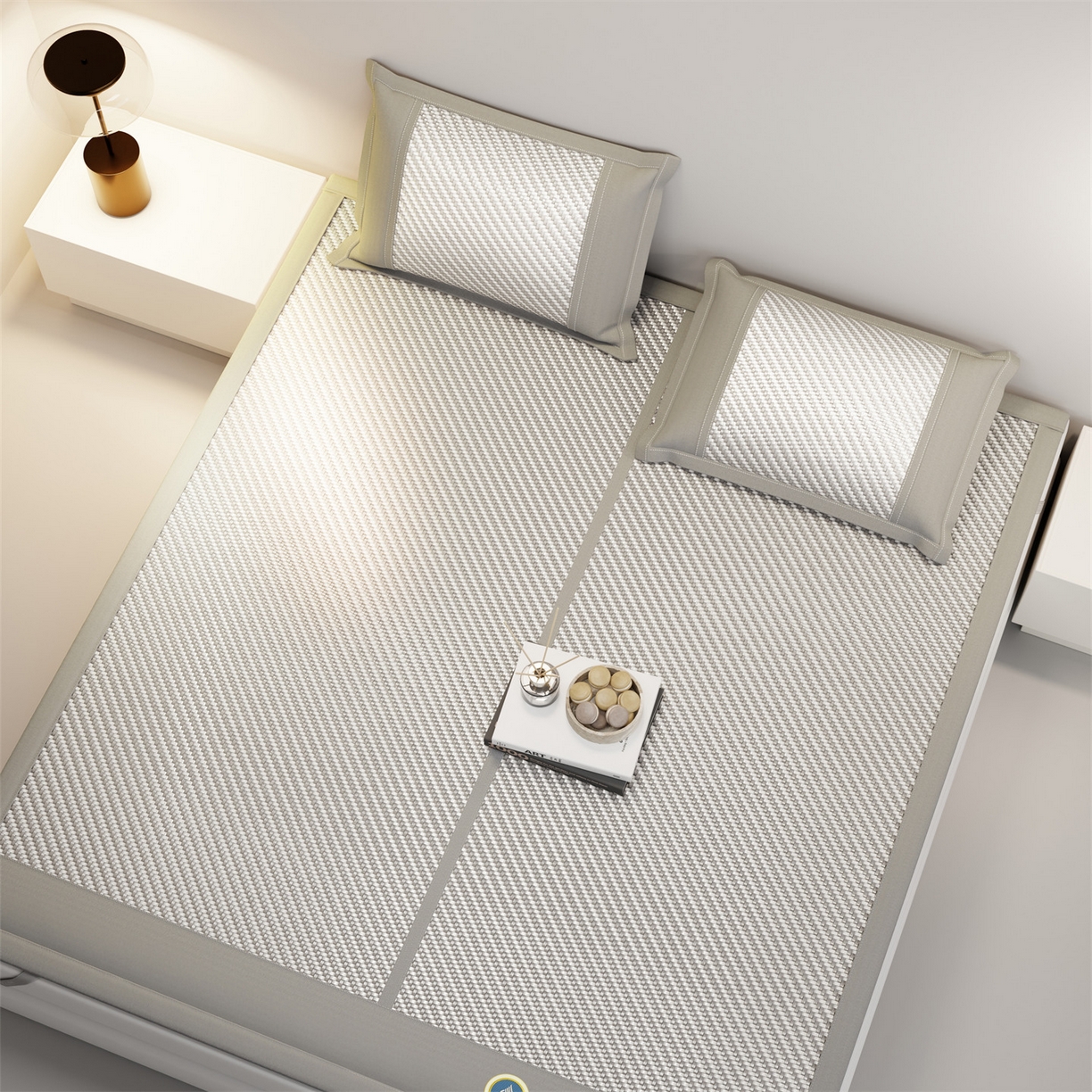 91家纺网 家纺一手货源 找家纺 鑫姿席业 夏季高端凉席竹席2026新款pe藤席a类母婴级1.8m空调软席子可水洗-青岚织梦系列 青岚织梦-灰