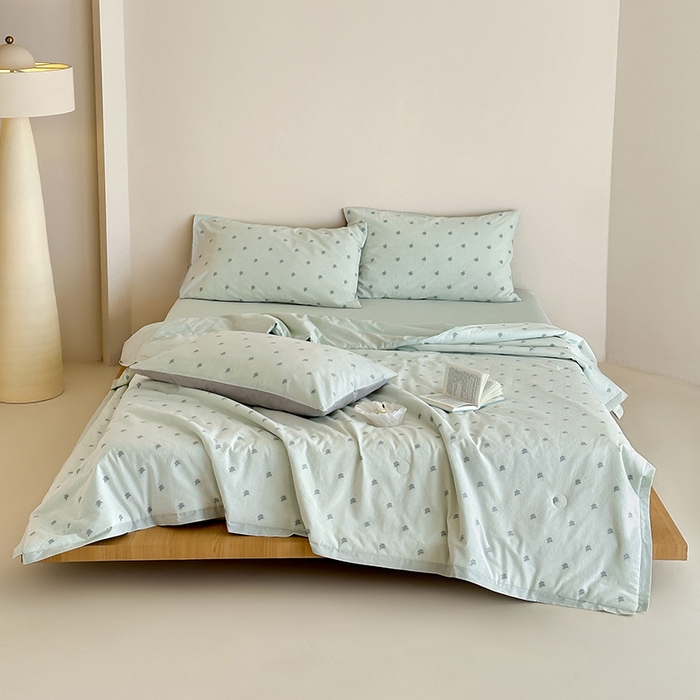 91家纺网 家纺一手货源 找家纺 （总）一加一 2026新款A类全棉水洗立体提花大豆夏被四件套-织光萌宠