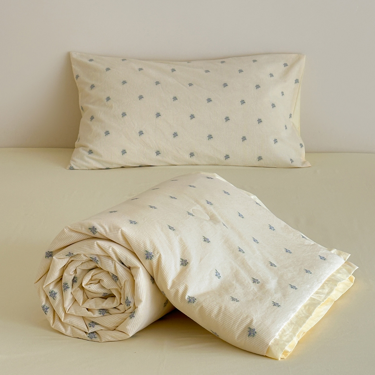 91家纺网 家纺一手货源 找家纺 一加一 2026新款A类全棉水洗立体提花大豆夏被四件套-织光萌宠 棉织花-米