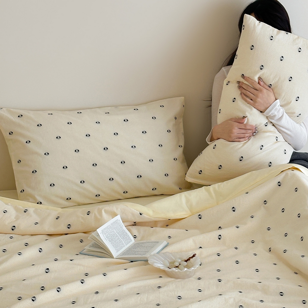 91家纺网 家纺一手货源 找家纺 一加一 2026新款A类全棉水洗立体提花大豆夏被四件套-织光萌宠 棉织小狗-米