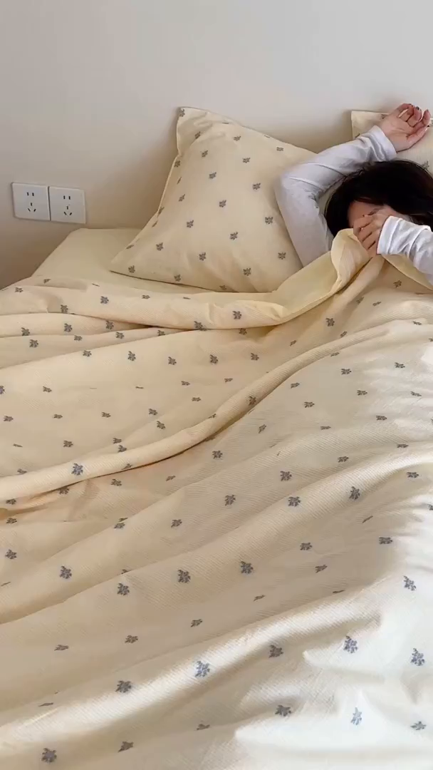 91家纺网 家纺一手货源 找家纺 一加一 2026新款A类全棉水洗立体提花大豆夏被四件套-织光萌宠 棉织花-米