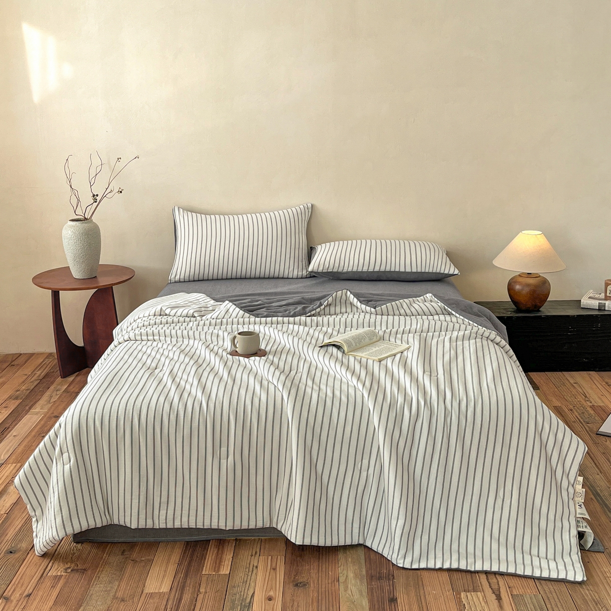 91家纺网 家纺一手货源 找家纺 （总）一加一 2025新款棉麻刺绣抗菌被子被芯冬被-竺羽叠香