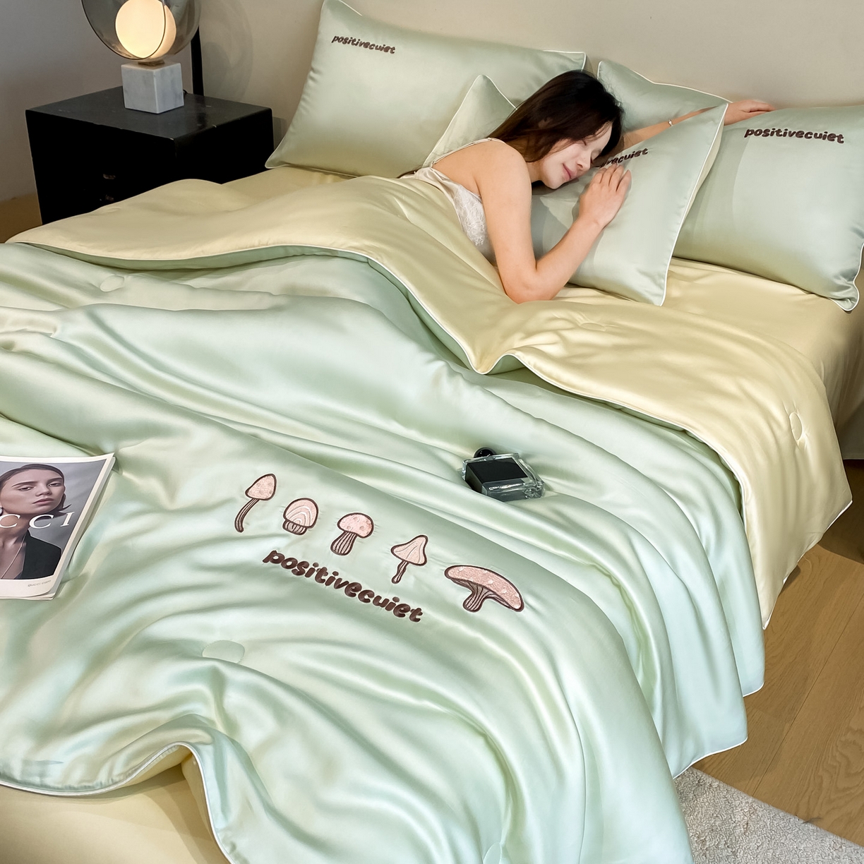 云棉坊 2026新款水洗真丝滚边刺绣款-蘑菇系列 蘑菇-水果清香+奶黄