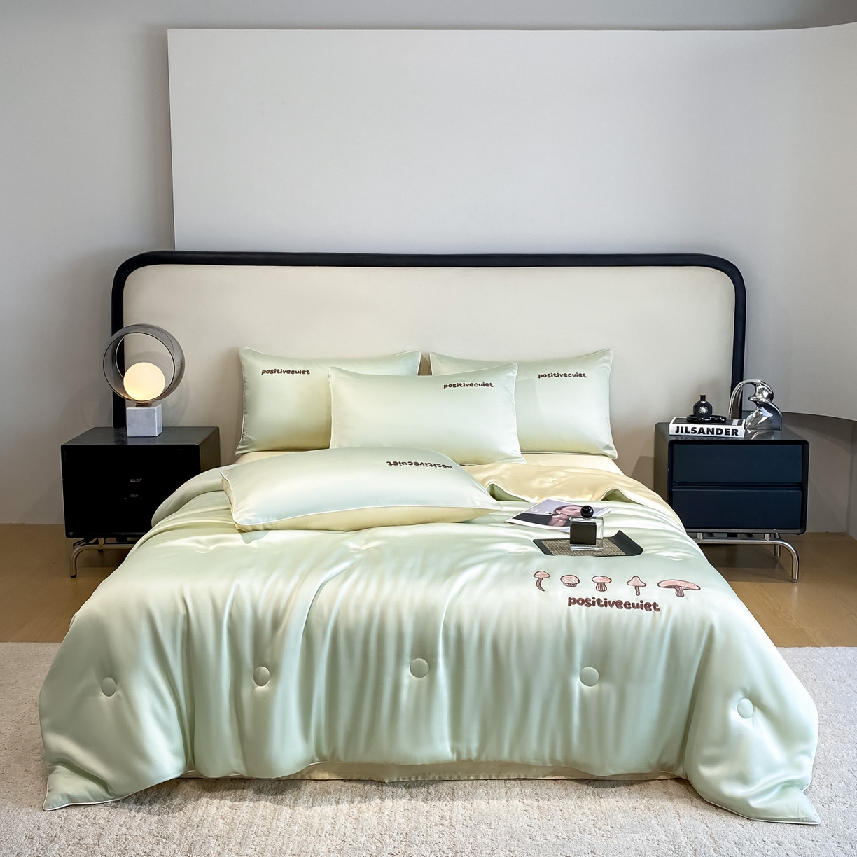 91家纺网 家纺一手货源 找家纺 云棉坊 2026新款水洗真丝滚边刺绣款-蘑菇系列 蘑菇-水果清香+奶黄