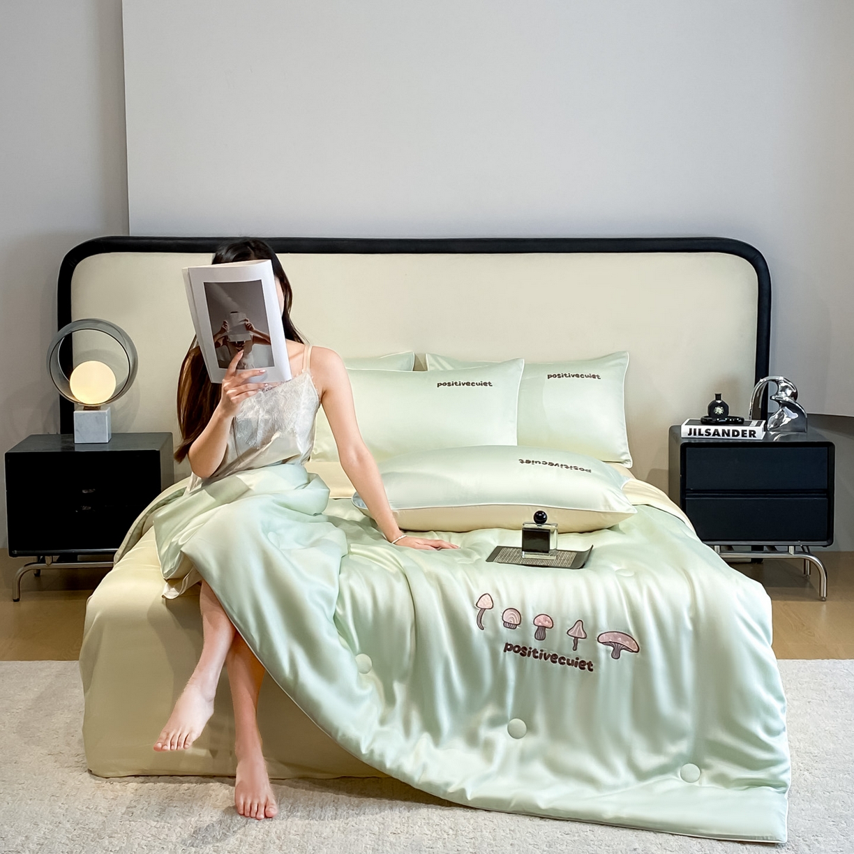 91家纺网 家纺一手货源 找家纺 云棉坊 2026新款水洗真丝滚边刺绣款-蘑菇系列 蘑菇-水果清香+奶黄