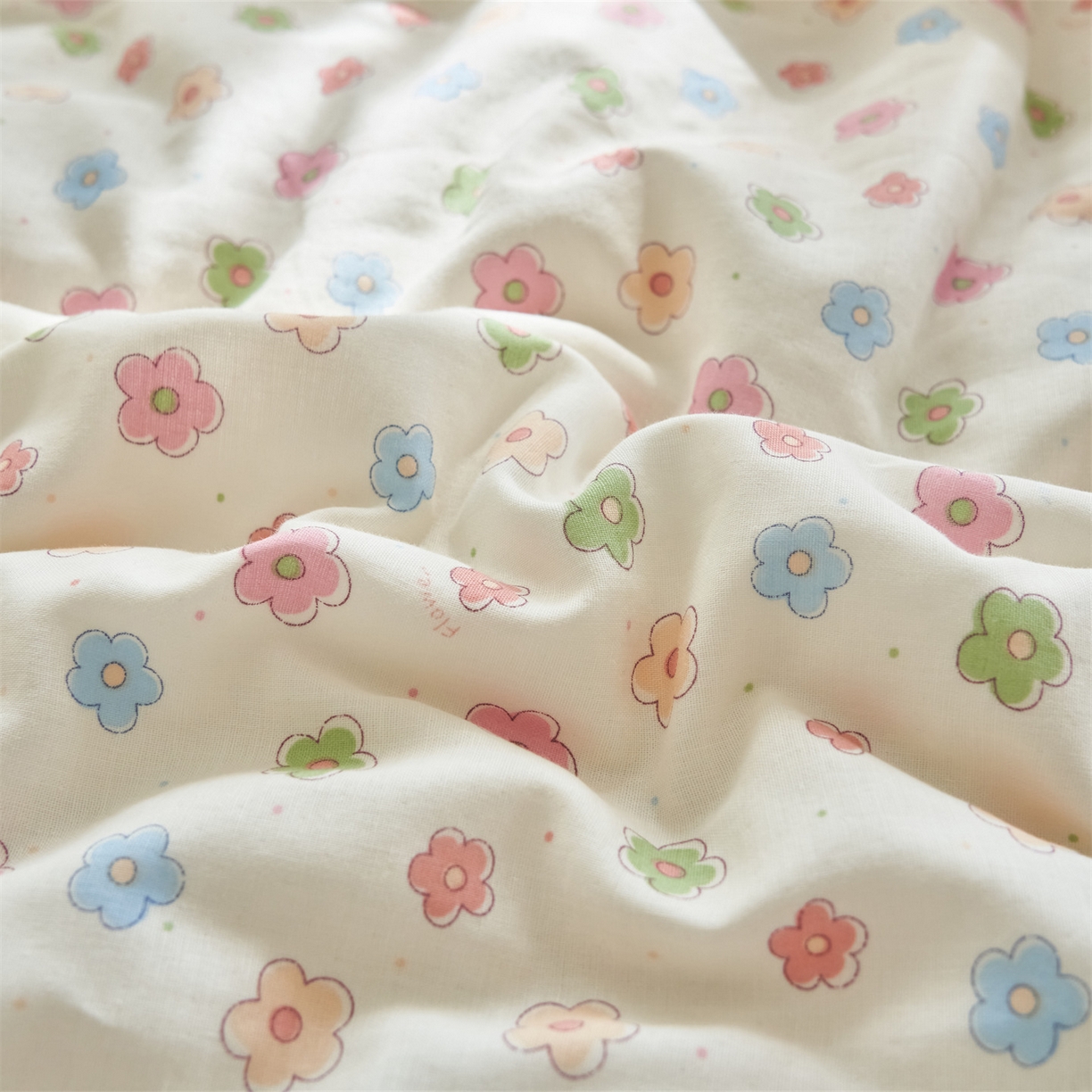 91家纺网 家纺一手货源 找家纺 恬思语家纺 2026春夏全棉双层纱棉花夏被空调被夏凉被四件套贝壳边系列 彩星芒