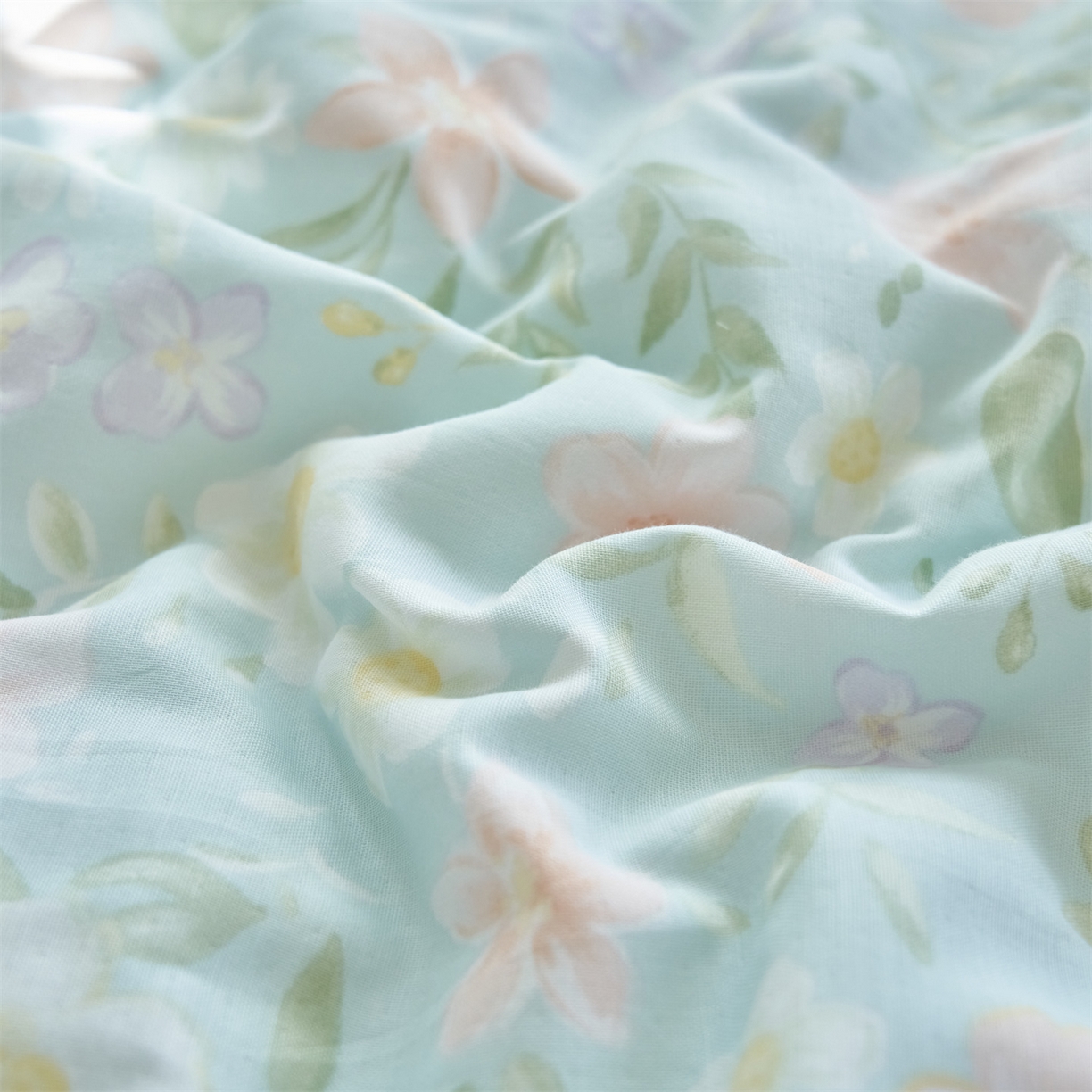 91家纺网 家纺一手货源 找家纺 恬思语家纺 2026春夏全棉双层纱棉花夏被空调被夏凉被四件套贝壳边系列 春晓-绿