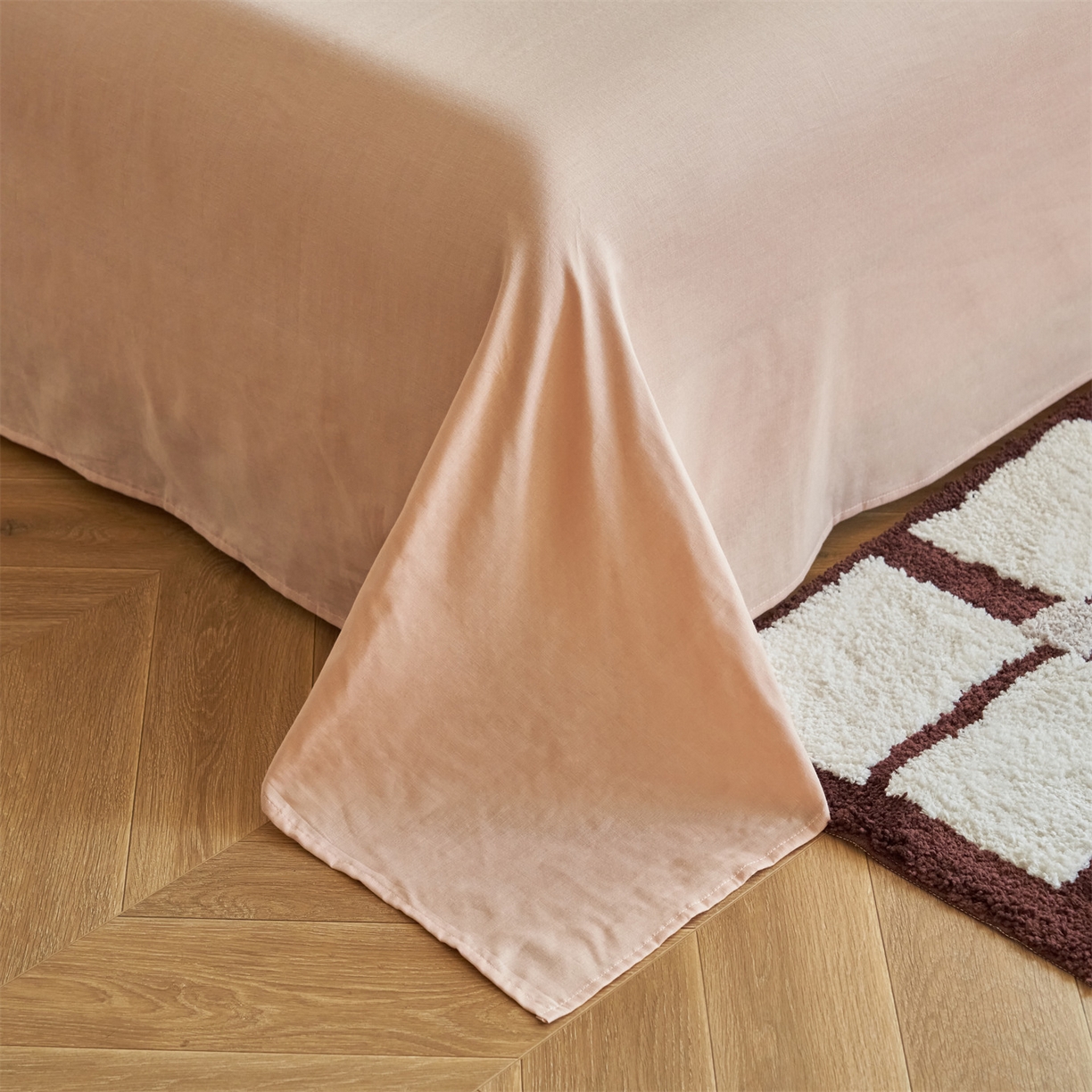 91家纺网 家纺一手货源 找家纺 恬思语家纺 2026春夏全棉双层纱棉花夏被空调被夏凉被四件套贝壳边系列 粉粉猫