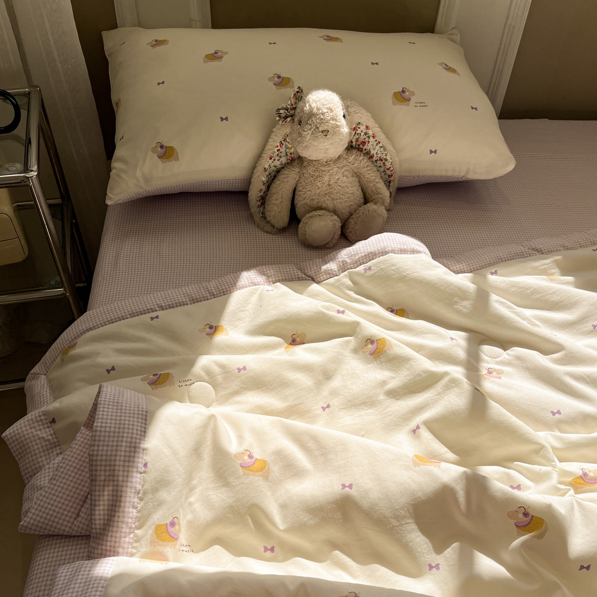 91家纺网 家纺一手货源 找家纺 一加一 2026新款雅棉活性印花大豆夏被四件套 夏凉被空调被 河马