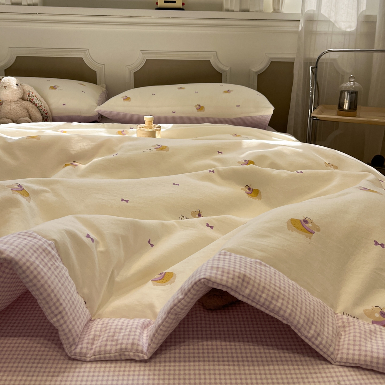 91家纺网 家纺一手货源 找家纺 一加一 2026新款雅棉活性印花大豆夏被四件套 夏凉被空调被 河马