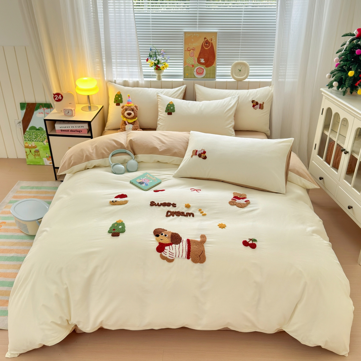 91家纺网 家纺一手货源 找家纺 （总）如意朵 2026新款全棉小清新绣花四件套第一批