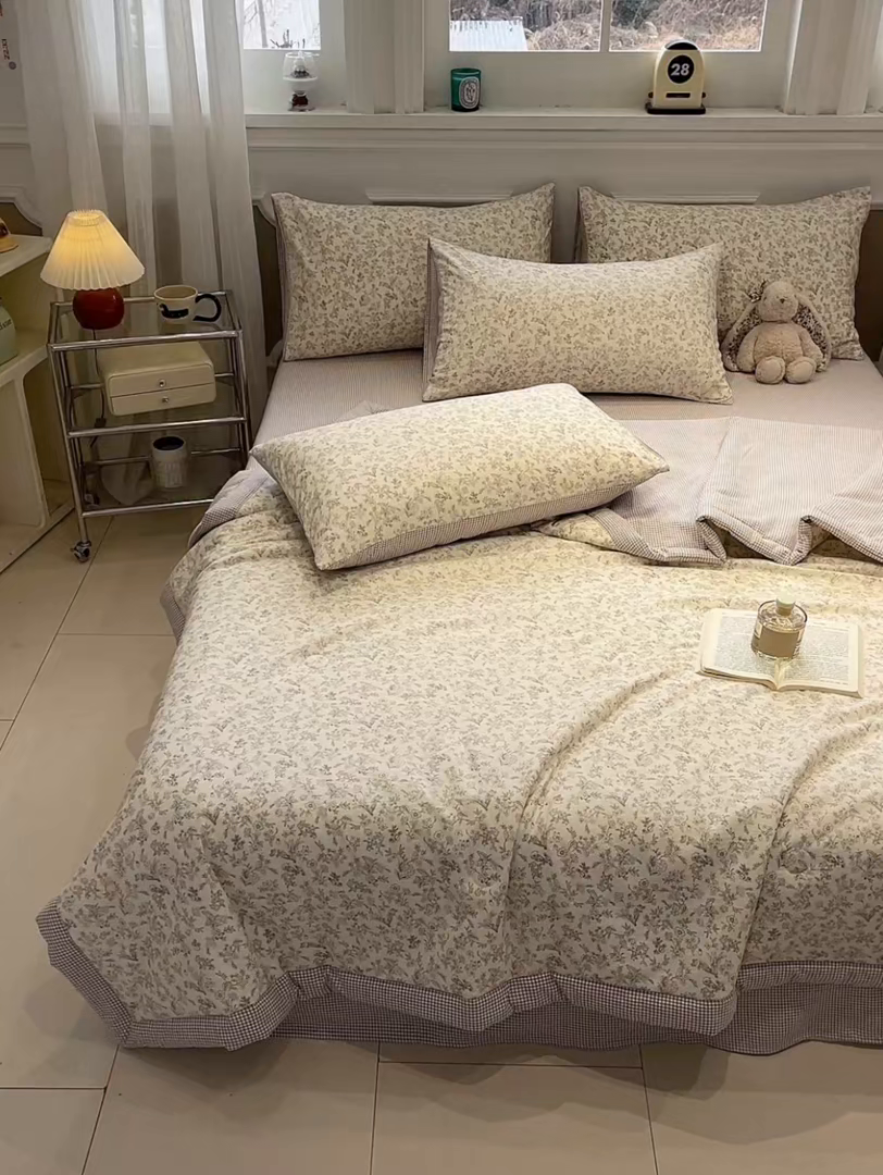 91家纺网 家纺一手货源 找家纺 一加一 2026新款雅棉活性印花大豆夏被四件套 夏凉被空调被 简韵