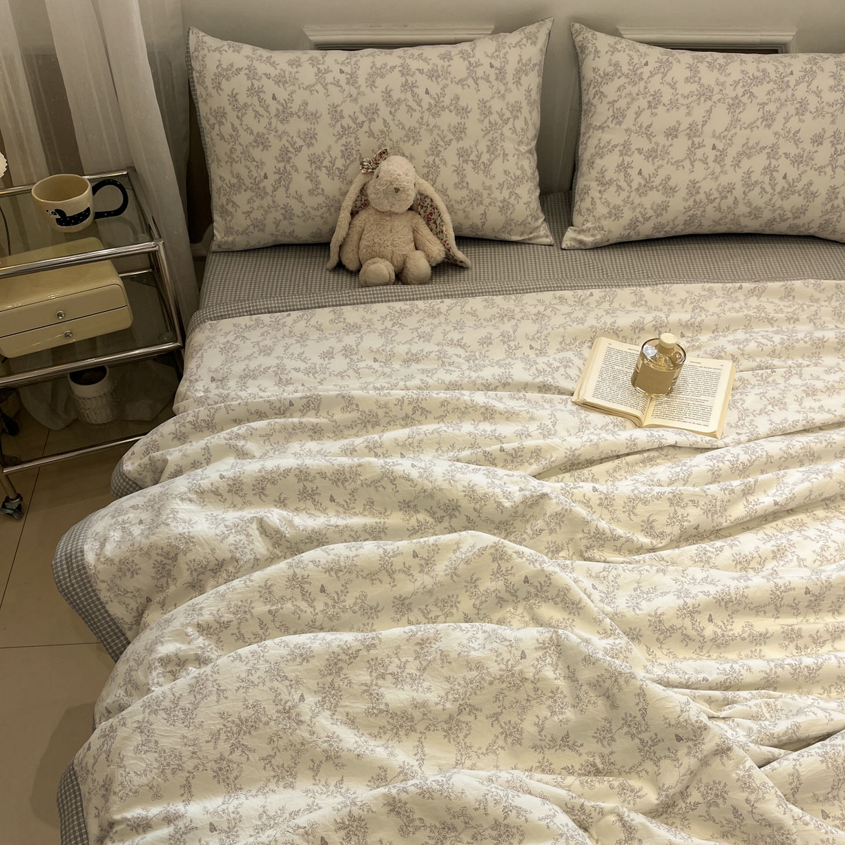 91家纺网 家纺一手货源 找家纺 一加一 2026新款雅棉活性印花大豆夏被四件套 夏凉被空调被 勒叶