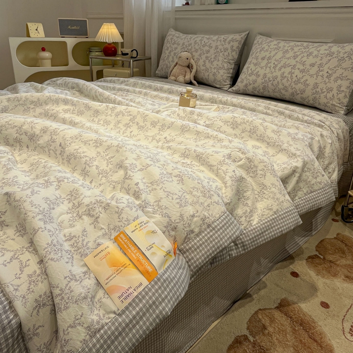 91家纺网 家纺一手货源 找家纺 一加一 2026新款雅棉活性印花大豆夏被四件套 夏凉被空调被 勒叶