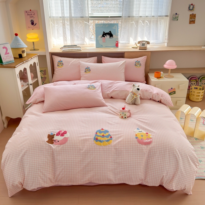 91家纺网 家纺一手货源 找家纺 （总）如意朵 2026新款全棉小清新绣花四件套第一批