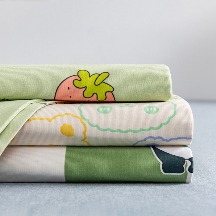 91家纺网 家纺一手货源 找家纺 居美良品 2026新款加厚215克老粗布床单卡通花卉可做凉席二三件套 组合叠拍图仅展示不可下单