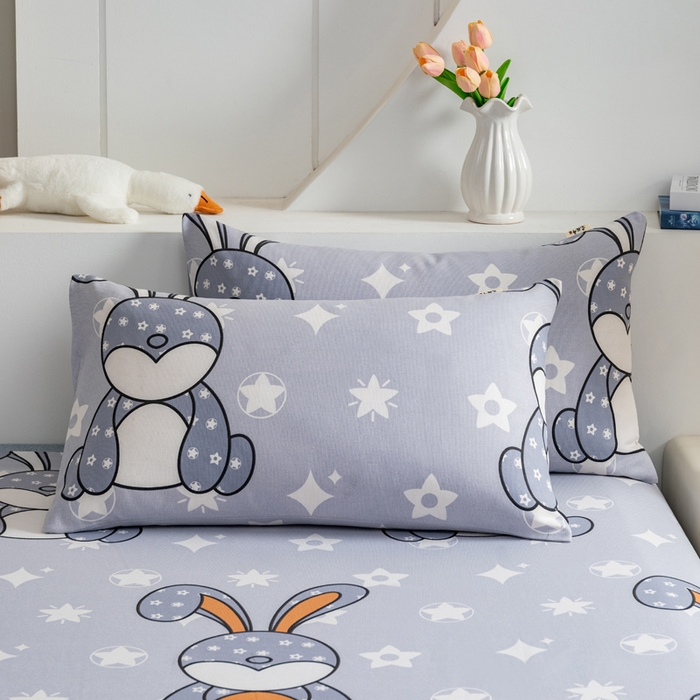 91家纺网 家纺一手货源 找家纺 居美良品 2026新款加厚215克老粗布床单卡通花卉可做凉席二三件套 朵朵兔