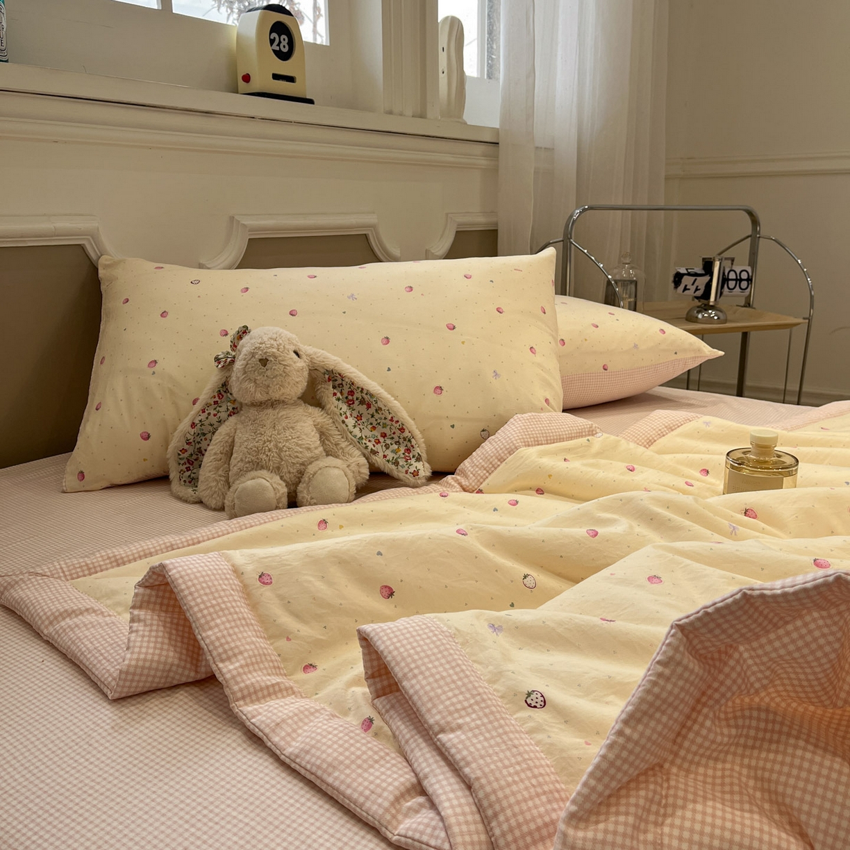 91家纺网 家纺一手货源 找家纺 一加一 2026新款雅棉活性印花大豆夏被四件套 夏凉被空调被 莓朵