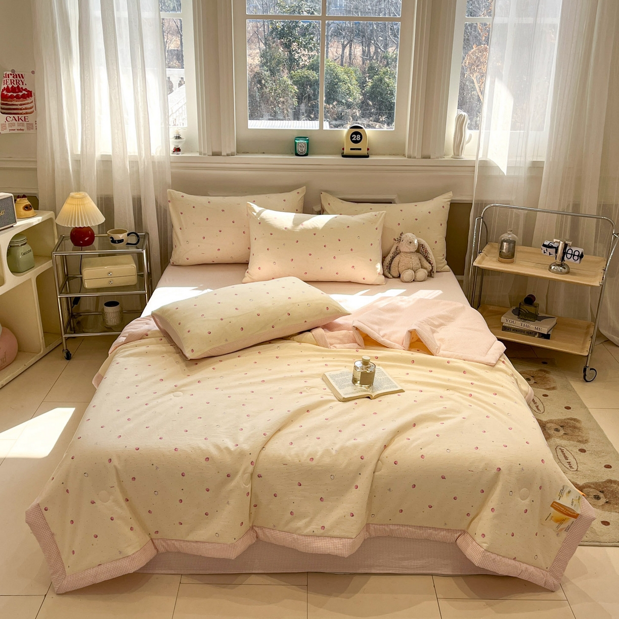 91家纺网 家纺一手货源 找家纺 一加一 2026新款雅棉活性印花大豆夏被四件套 夏凉被空调被 莓朵