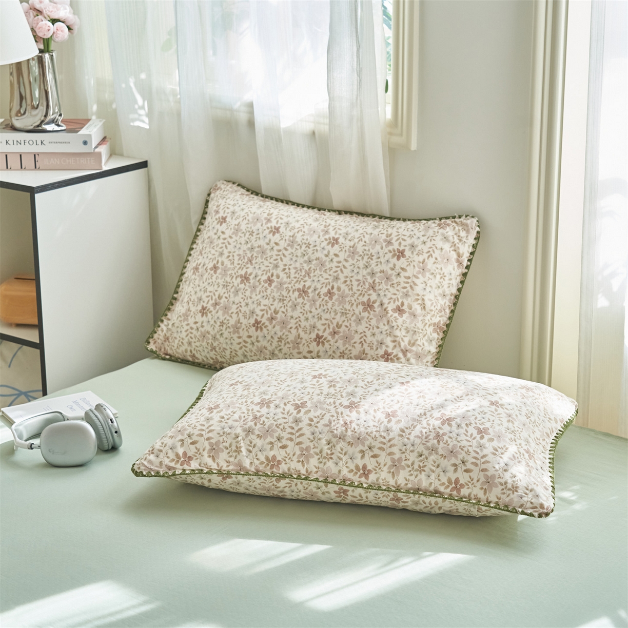 91家纺网 家纺一手货源 找家纺 恬思语家纺 2026春夏全棉双层纱棉花夏被空调被夏凉被四件套贝壳边系列 浅花町