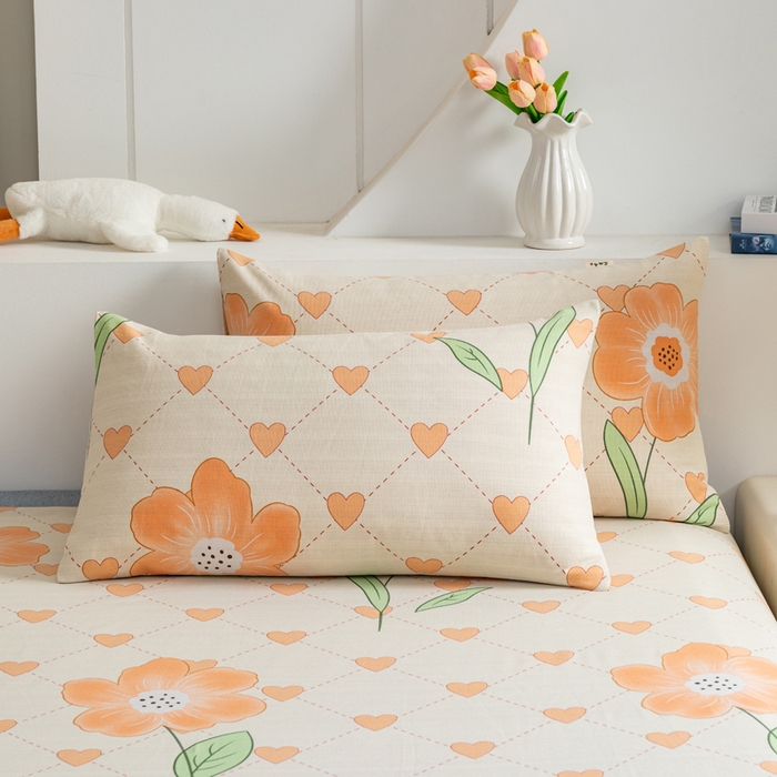 91家纺网 家纺一手货源 找家纺 居美良品 2026新款加厚215克老粗布床单卡通花卉可做凉席二三件套 爱心花朵