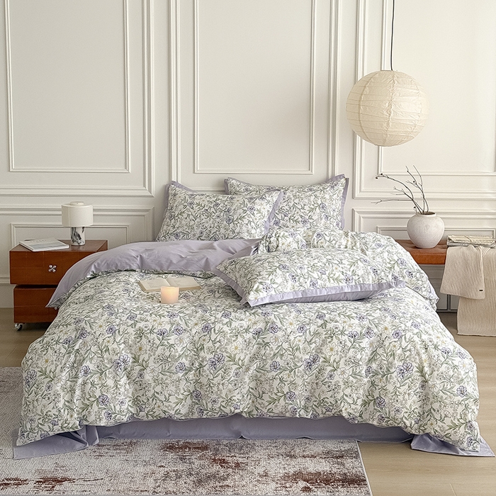 Mr.pig猪先生水洗棉 2026新款全棉印花工艺款四件套（展示价格为控价，实际价格请联系客服） 木槿花