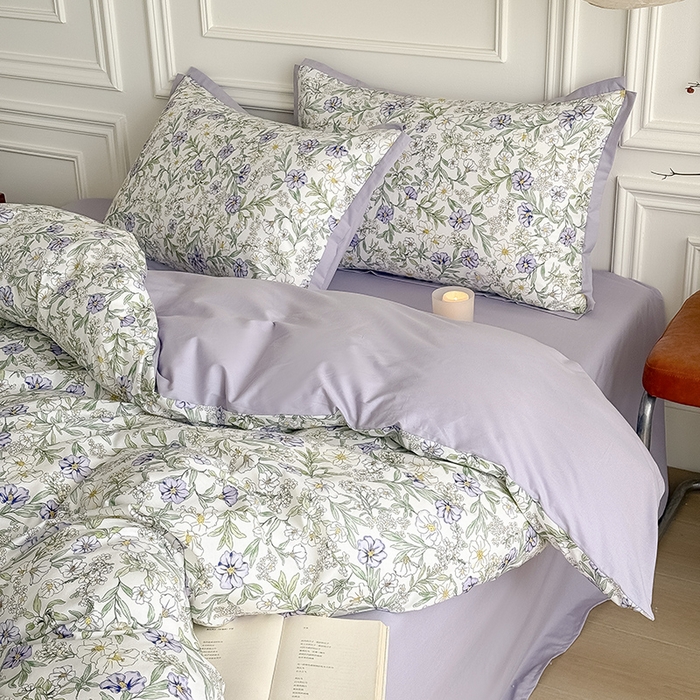 91家纺网 家纺一手货源 找家纺 Mr.pig猪先生水洗棉 2026新款全棉印花工艺款四件套（展示价格为控价，实际价格请联系客服） 木槿花