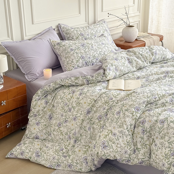 91家纺网 家纺一手货源 找家纺 Mr.pig猪先生水洗棉 2026新款全棉印花工艺款四件套（展示价格为控价，实际价格请联系客服） 木槿花