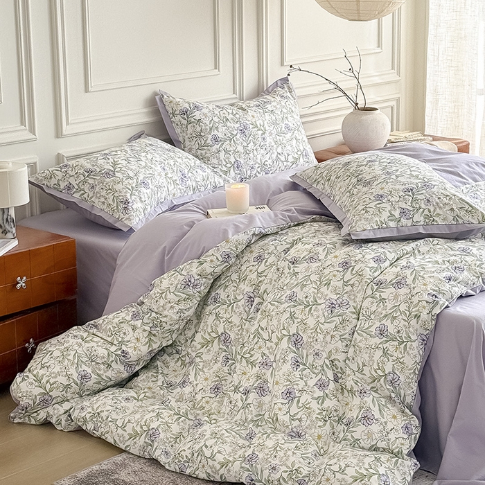 91家纺网 家纺一手货源 找家纺 Mr.pig猪先生水洗棉 2026新款全棉印花工艺款四件套（展示价格为控价，实际价格请联系客服） 木槿花