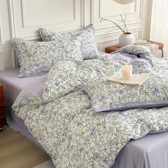 91家纺网 家纺一手货源 找家纺 Mr.pig猪先生水洗棉 2026新款全棉印花工艺款四件套（展示价格为控价，实际价格请联系客服） 木槿花