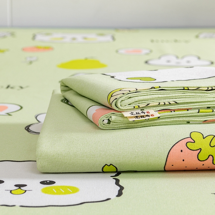 91家纺网 家纺一手货源 找家纺 居美良品 2026新款加厚215克老粗布床单卡通花卉可做凉席二三件套 萌宠乐园