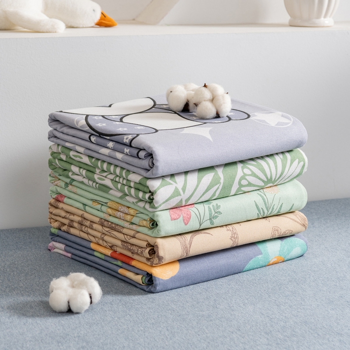 91家纺网 家纺一手货源 找家纺 居美良品 2026新款加厚215克老粗布床单卡通花卉可做凉席二三件套 组合叠拍图仅展示不可下单