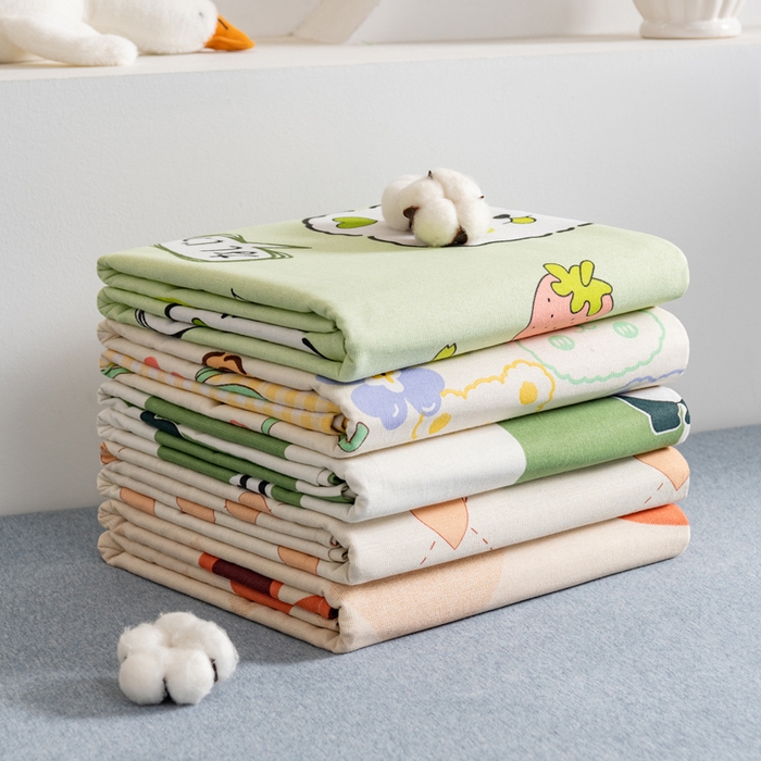 居美良品 2026新款加厚215克老粗布床单卡通花卉可做凉席二三件套 组合叠拍图仅展示不可下单