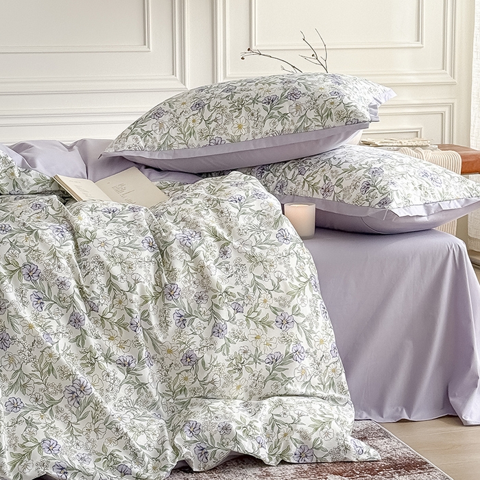 91家纺网 家纺一手货源 找家纺 Mr.pig猪先生水洗棉 2026新款全棉印花工艺款四件套（展示价格为控价，实际价格请联系客服） 木槿花